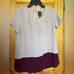 {BOBEAU} Boxy Pink & Maroon Blouse NWT